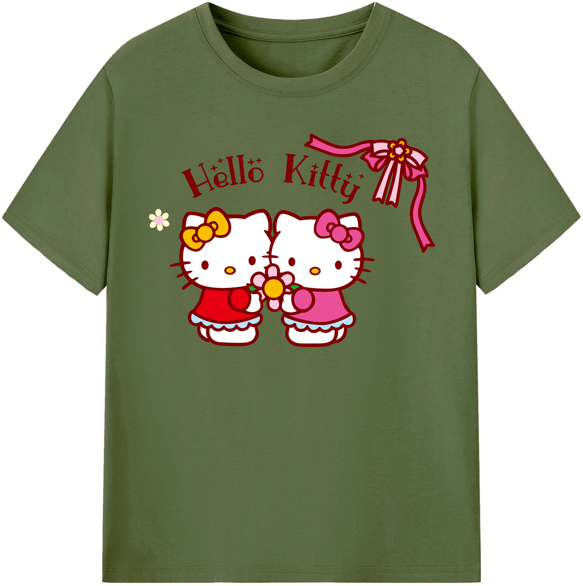 （画像用） Hello Kitty ハローキティ 綿100％半袖Tシャツ（フロントプリント）